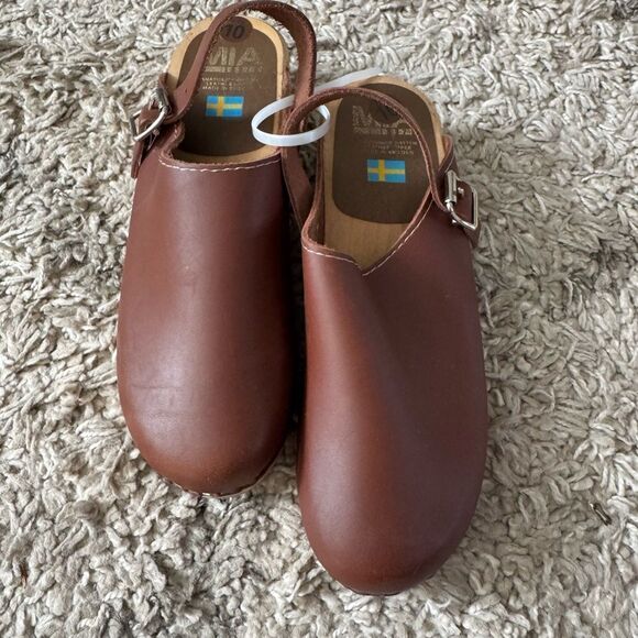 MIA Alma Luggage Leather Genuine Anatomisk Swedish Clogs - Picture 4 of 4
